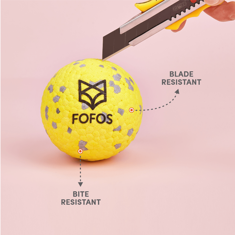 Barkbutler x Fofos Super Bounce Chew Ball for Dogs (Yellow) | For Aggressive Chewers Dogs-Toys Barkbutler