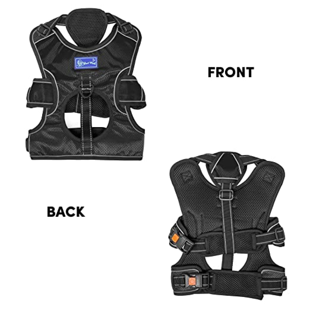Whoof Whoof Full Body Three Layer Belt Harness fpr Dogs (Black)