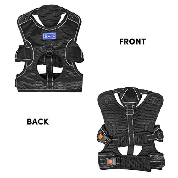 Whoof Whoof Full Body Three Layer Belt Harness for Dogs (Black)