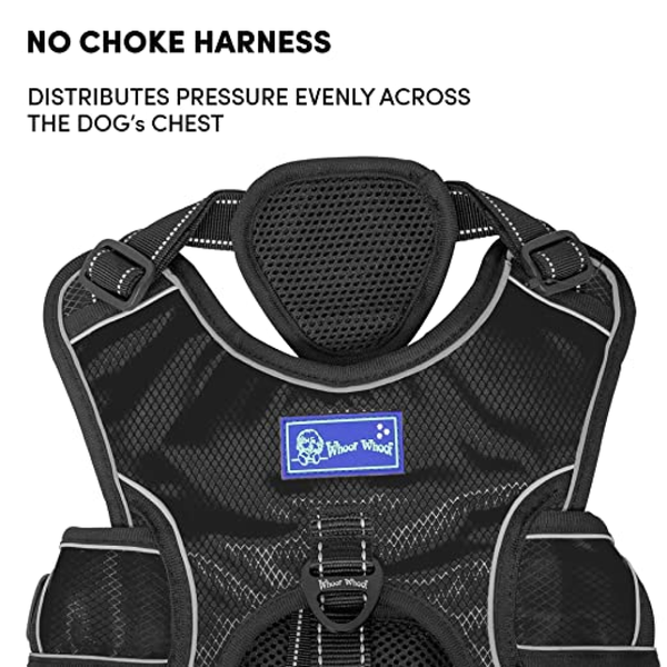 Whoof Whoof Full Body Three Layer Belt Harness for Dogs (Black)