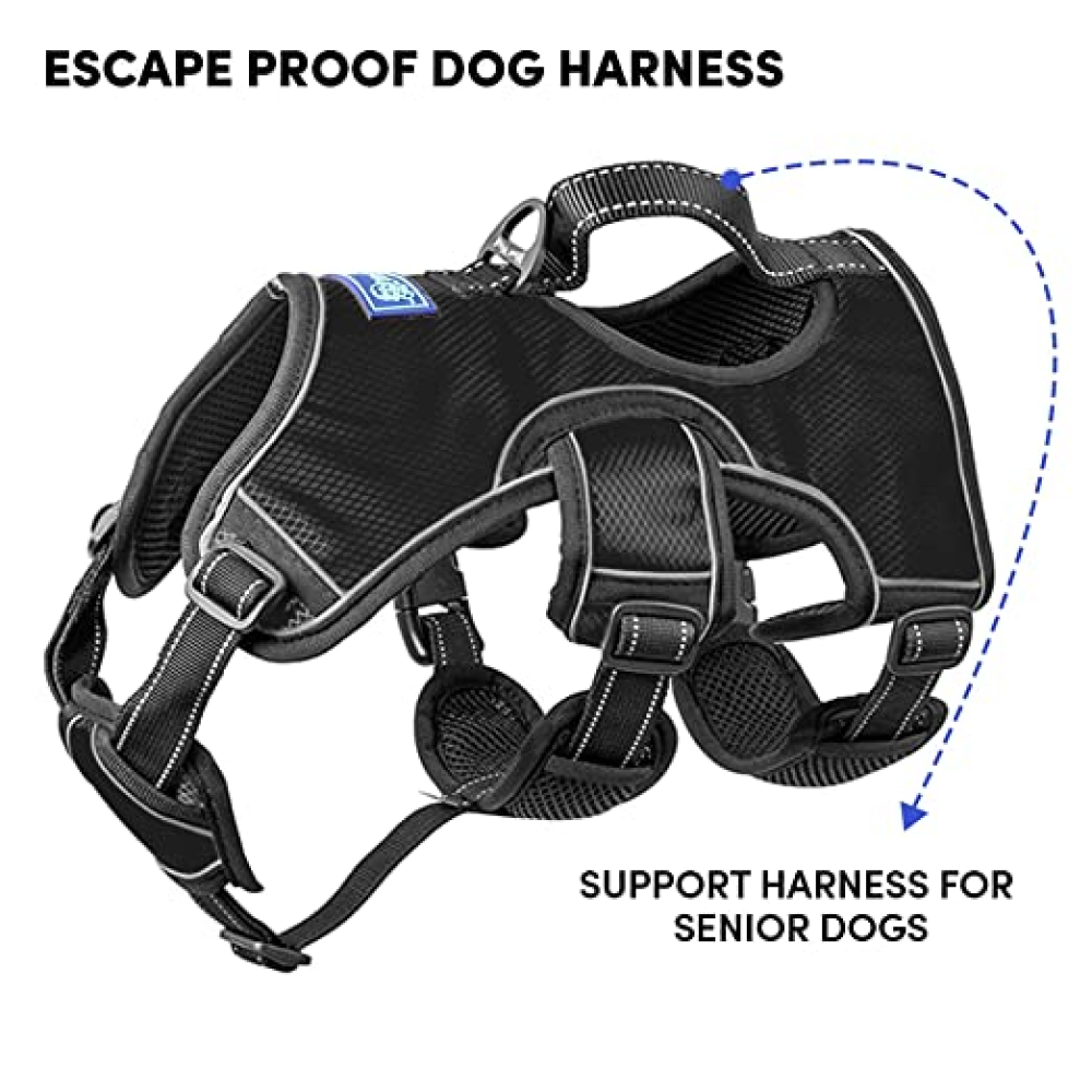 Whoof Whoof Full Body Three Layer Belt Harness fpr Dogs (Black)