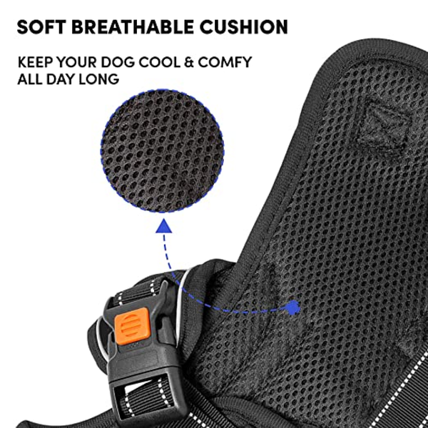 Whoof Whoof Full Body Three Layer Belt Harness for Dogs (Black)