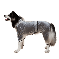 Fofos Four Leg Black Raincoat for Dogs (Button Up Style)