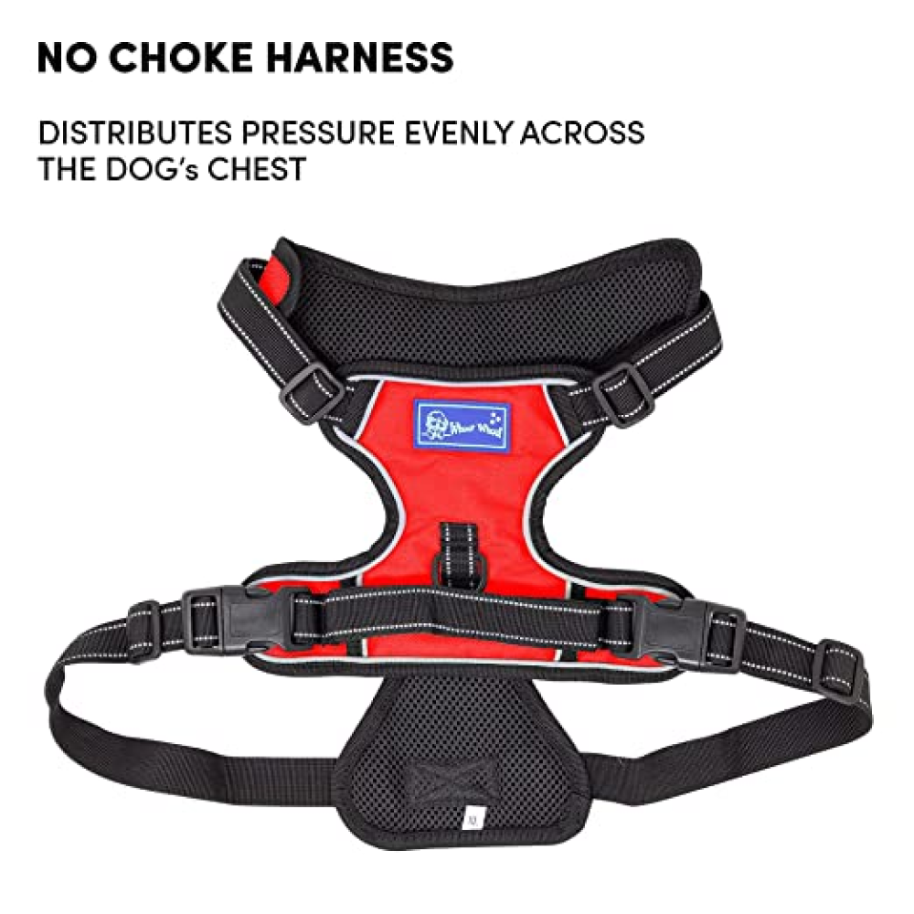 Whoof Whoof Double Padded Harness for Dogs (Red)
