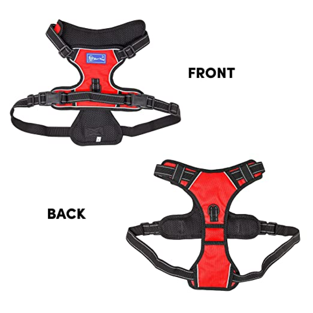 Whoof Whoof Double Padded Harness for Dogs (Red)