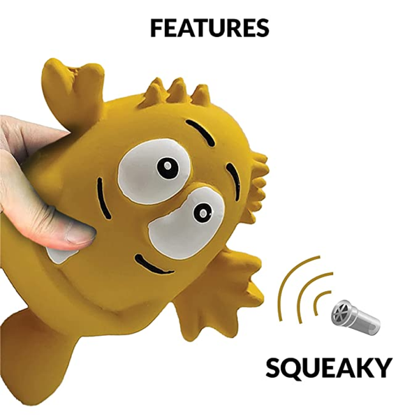 Goofy Tails Latex Monster Interactive Chew Toy for Dogs (Yellow)