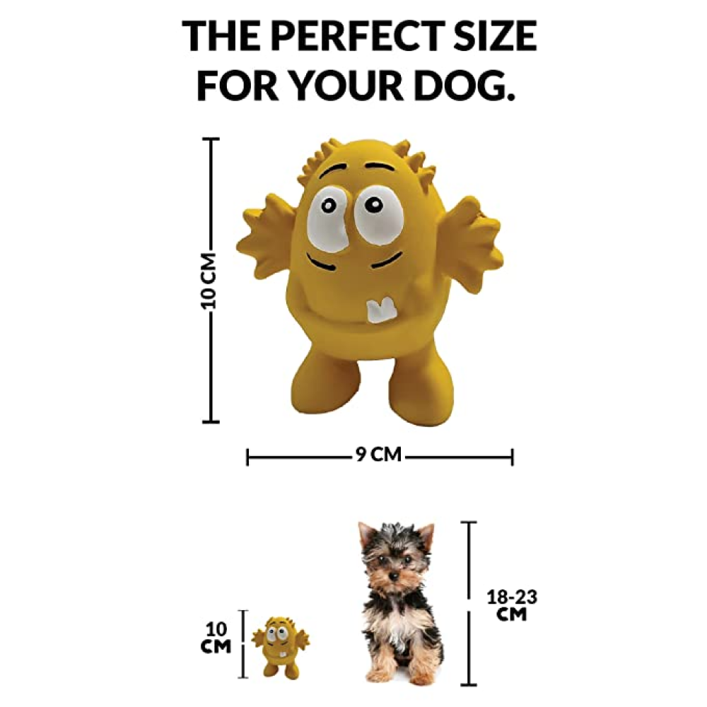 Goofy Tails Latex Yellow Monster Toy for Dogs