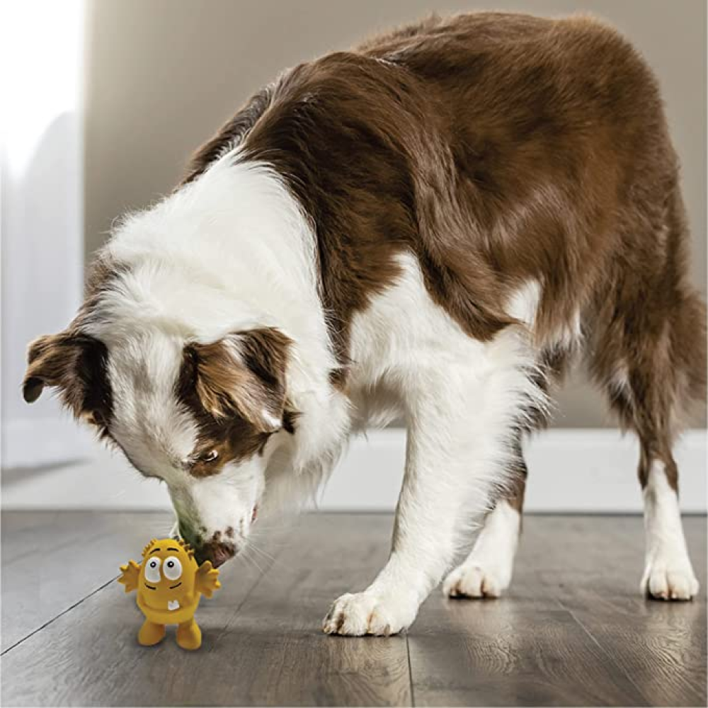 Goofy Tails Latex Yellow Monster Toy for Dogs