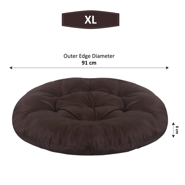 Hiputee Reversible Water Resistant Round Shape Cushion for Dogs and Cats (Brown)