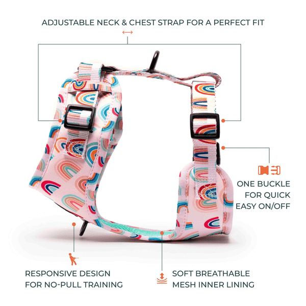 Furry & Co Raining Rainbow No Pull Harness for Dogs