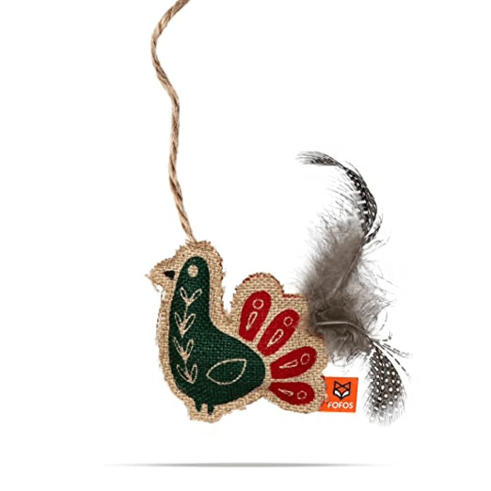 Fofos Scandi Peacock with Wooden Stick Toy for Cats