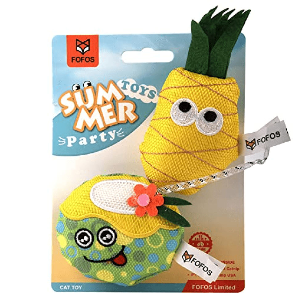 Barkbutler x Fofos Summer Juice with Pineapple Interactive Toy for Cats (Yellow) Cats-Toys Barkbutler 11.5cm