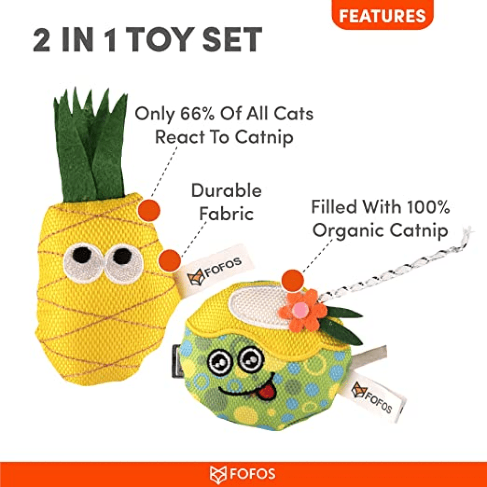Barkbutler x Fofos Summer Juice with Pineapple Interactive Toy for Cats (Yellow) Cats-Toys Barkbutler