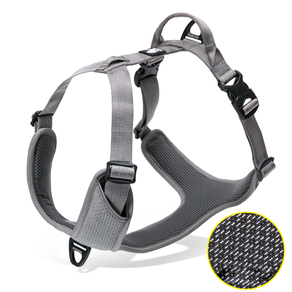 Truelove Harness with Reflective Fabric for Dogs (Gray)