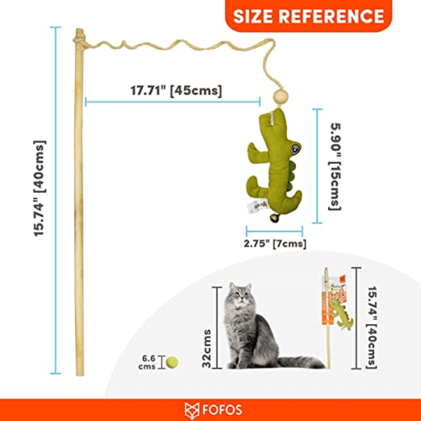 Barkbutler x Fofos Wand Crocodile Toy for Cats