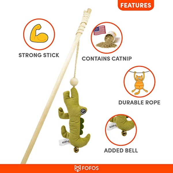Barkbutler x Fofos Wand Crocodile Toy for Cats