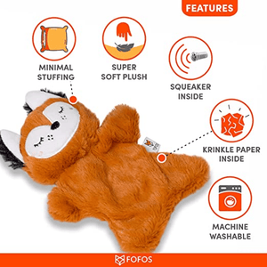 Fofos Glove Plush Fox Toy for Dogs | For Soft Chewers