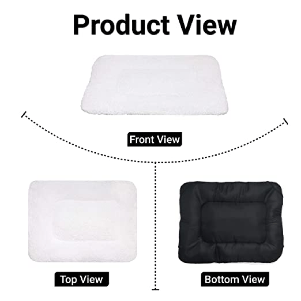 Hiputee Soft Fur White/Black Reversible Elevated Bed Cushion for Pets