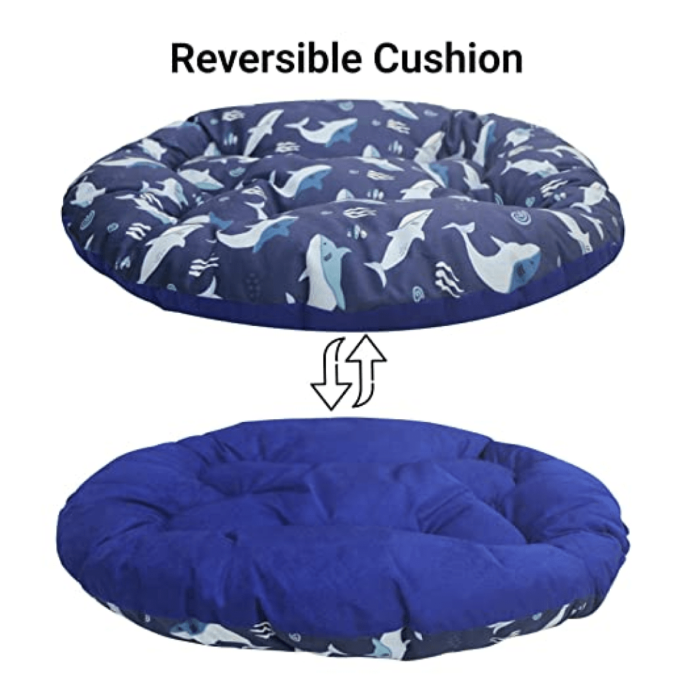 Hiputee Soft Velvet Cushion Cozy Reversible Washable Bed for Pets - Aqua Blue Fish