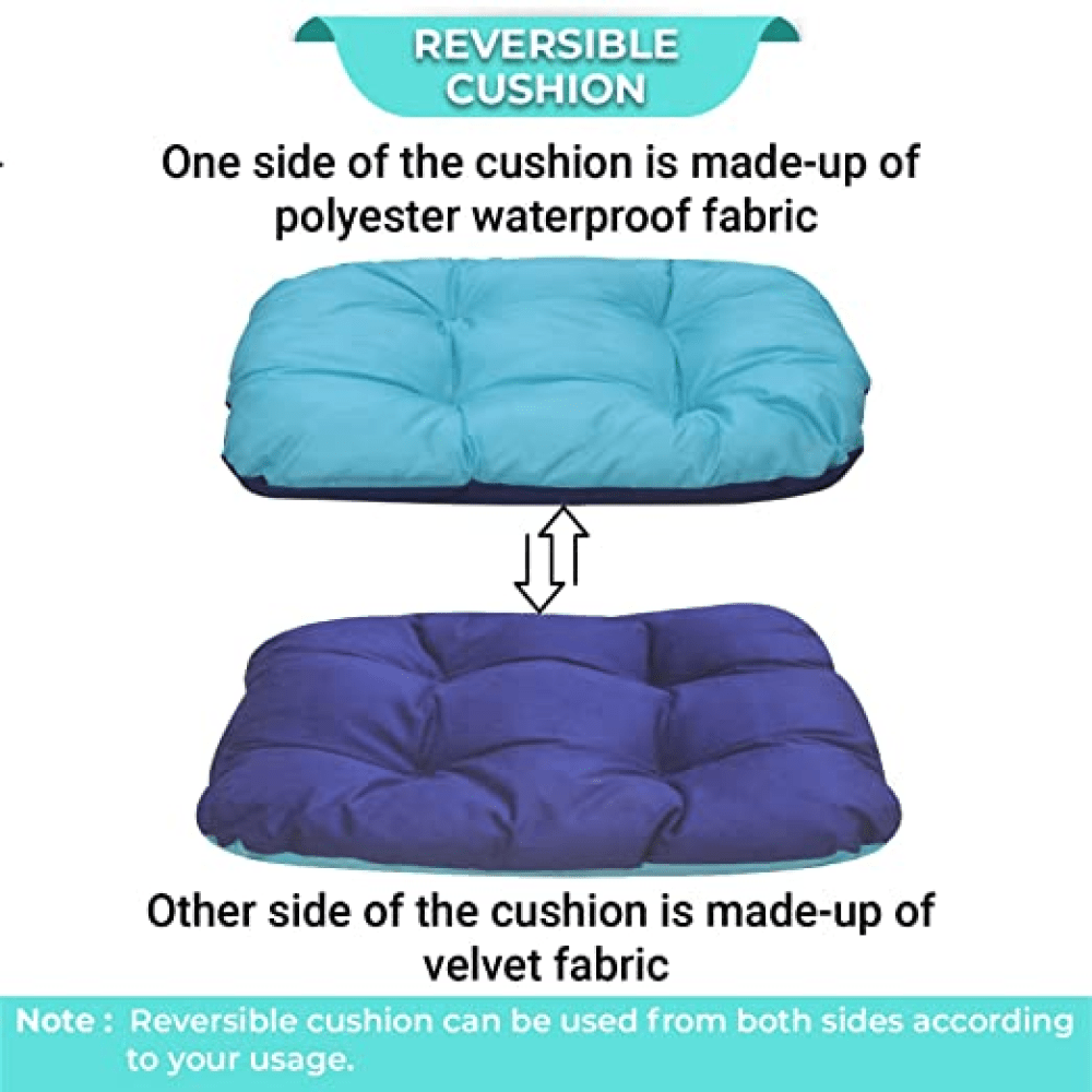Hiputee Reversible Soft Bed Cushion for Pets - Blue