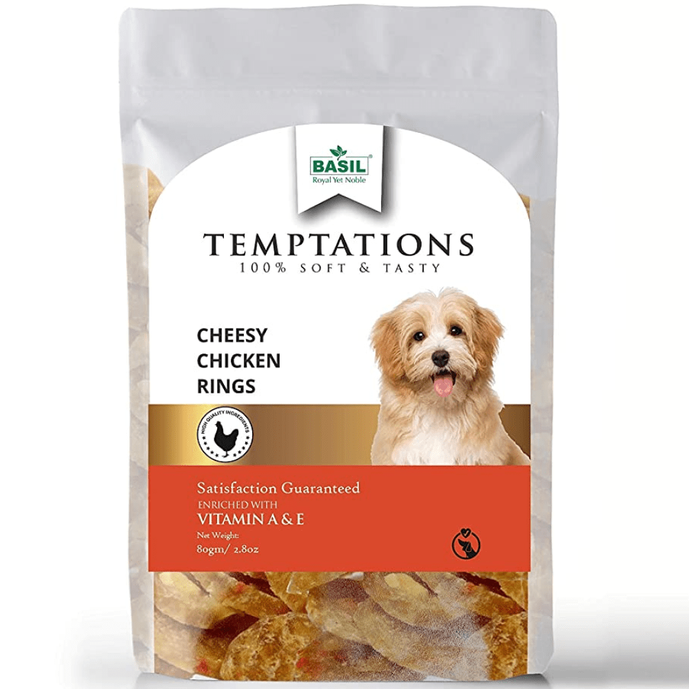 Basil Temptations Cheesy Chicken Rings Dog Treat