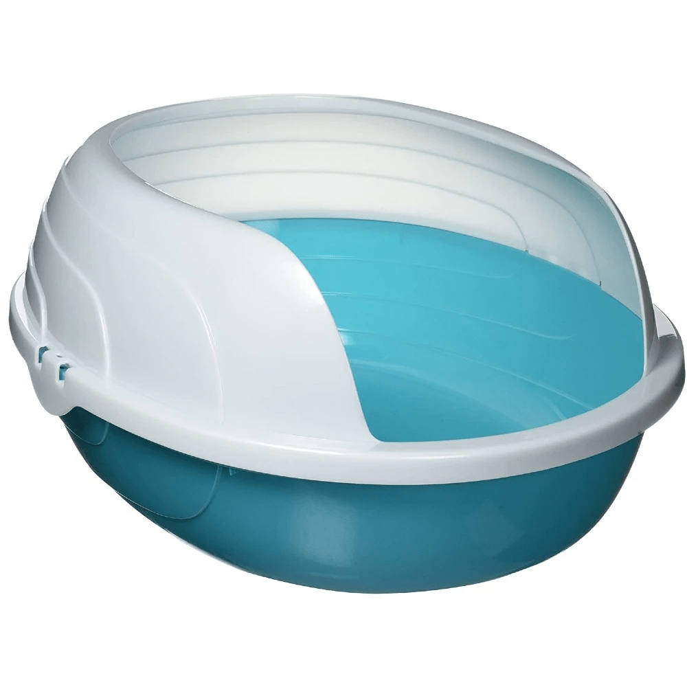 M Pets Sherbin Litter Tray with Rim for Cats (Blue/White) Litter Supplies M Pets