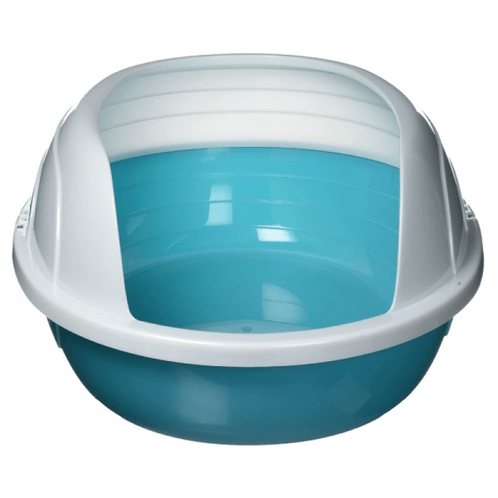 M Pets Sherbin Litter Tray with Rim for Cats (Blue/White) Litter Supplies M Pets 19x16x8in