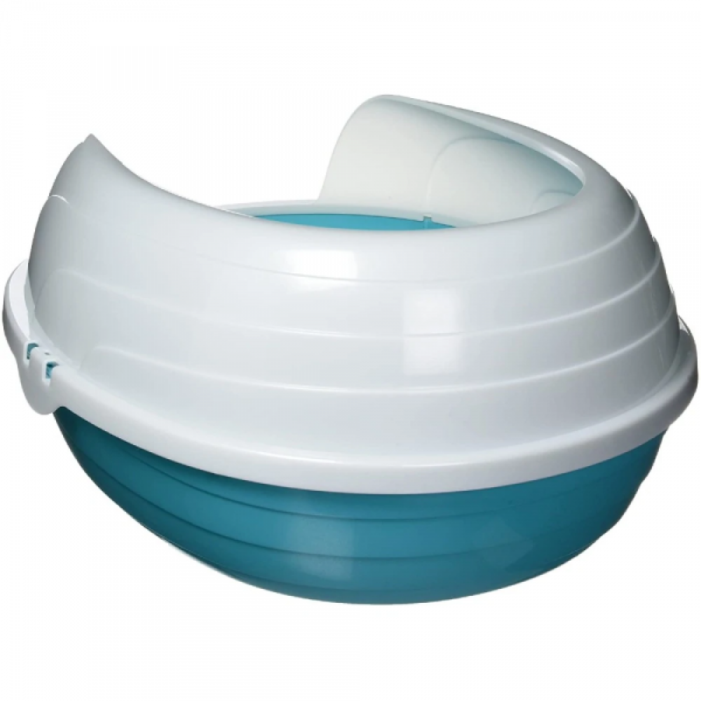 M Pets Sherbin Litter Tray with Rim for Cats (Blue/White) Litter Supplies M Pets