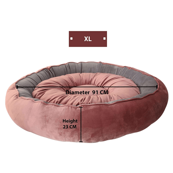 Hiputee Soft Velvet Cushion Cozy Reversible Washable Bed for Dogs and Cats (Peach & Grey)
