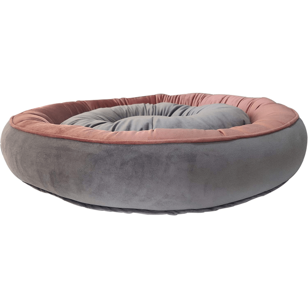 Hiputee Soft Velvet Cushion Cozy, Reversible, Washable Bed for Pets - Peach/Grey