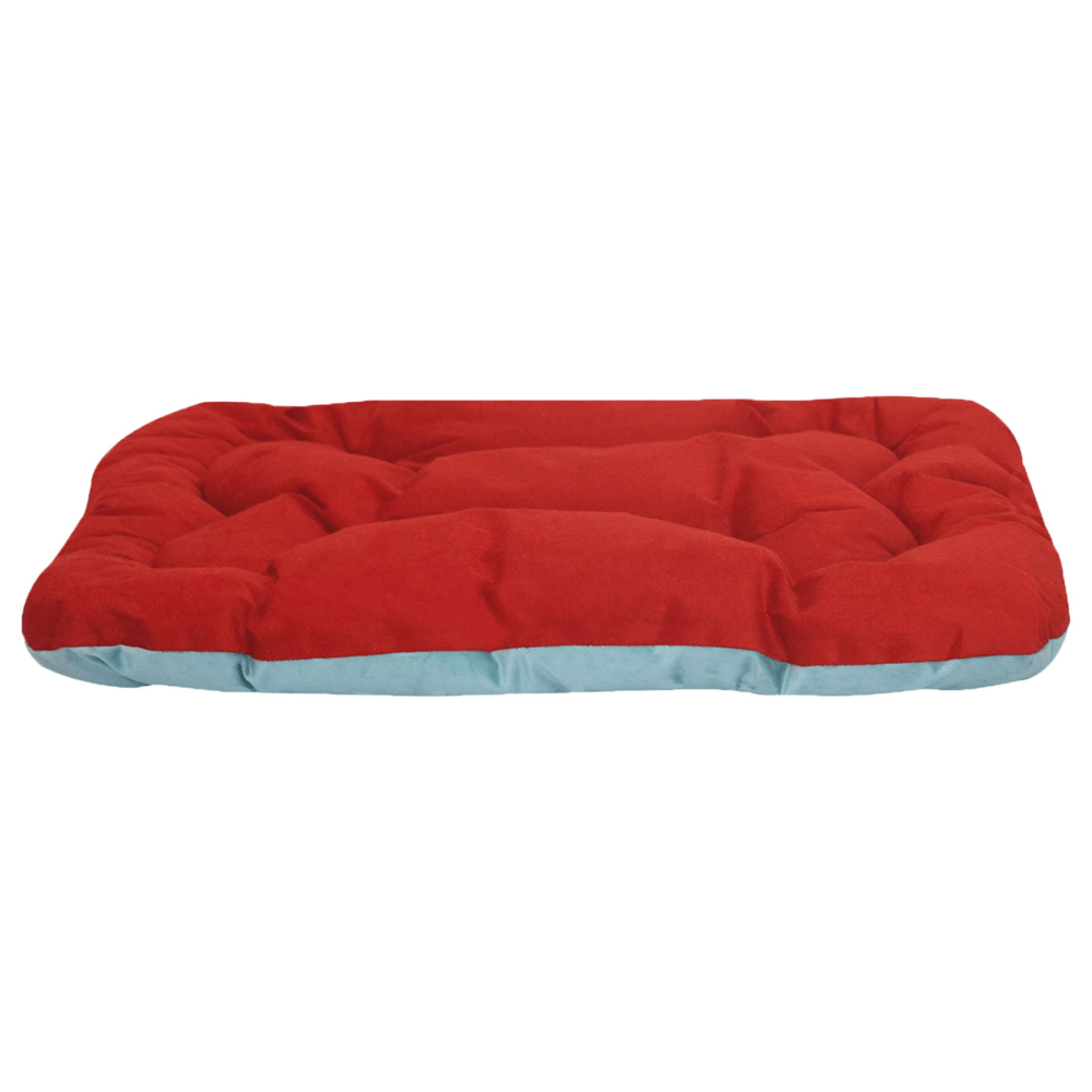 Hiputee Soft Velvet Cushion Cozy, Reversible, Washable Bed for Pets- Aqua Blue & Red