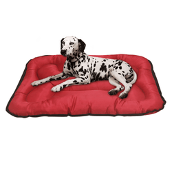 Hiputee Rectangular Shape Waterproof Polyester Fabric Bone Shaped Cushion Bed for Dogs and Cats (Red)