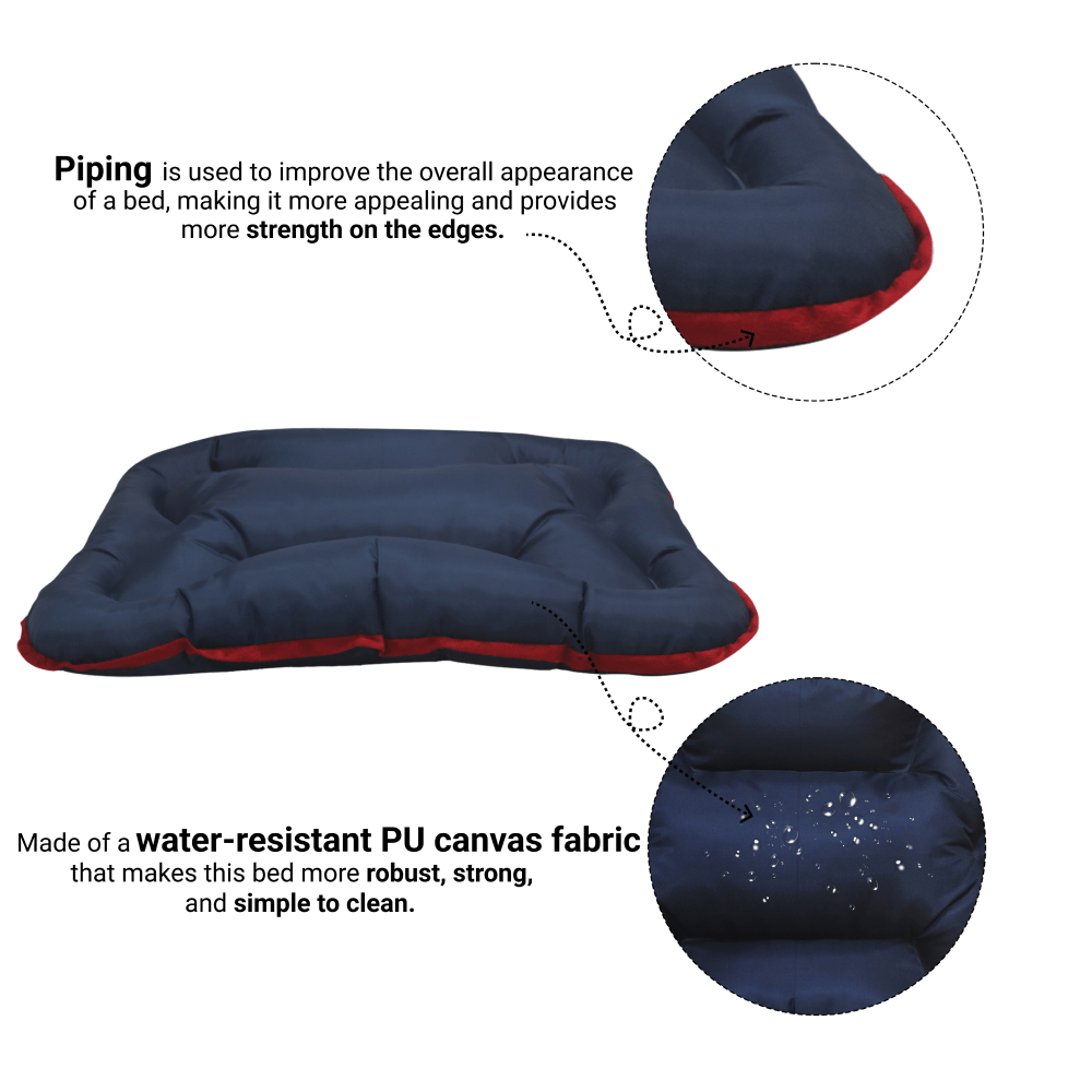 Hiputee Rectangular Shape Waterproof Polyester Fabric Bone Shaped Cushion Bed - Blue