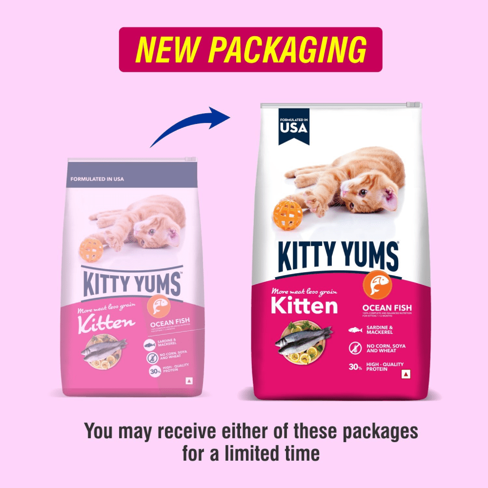 Kitty Yums Ocean Fish Kitten Dry Food, Me O Creamy Chicken Liver Cats Treats Combo Exclusive Combo Exclusive Combo