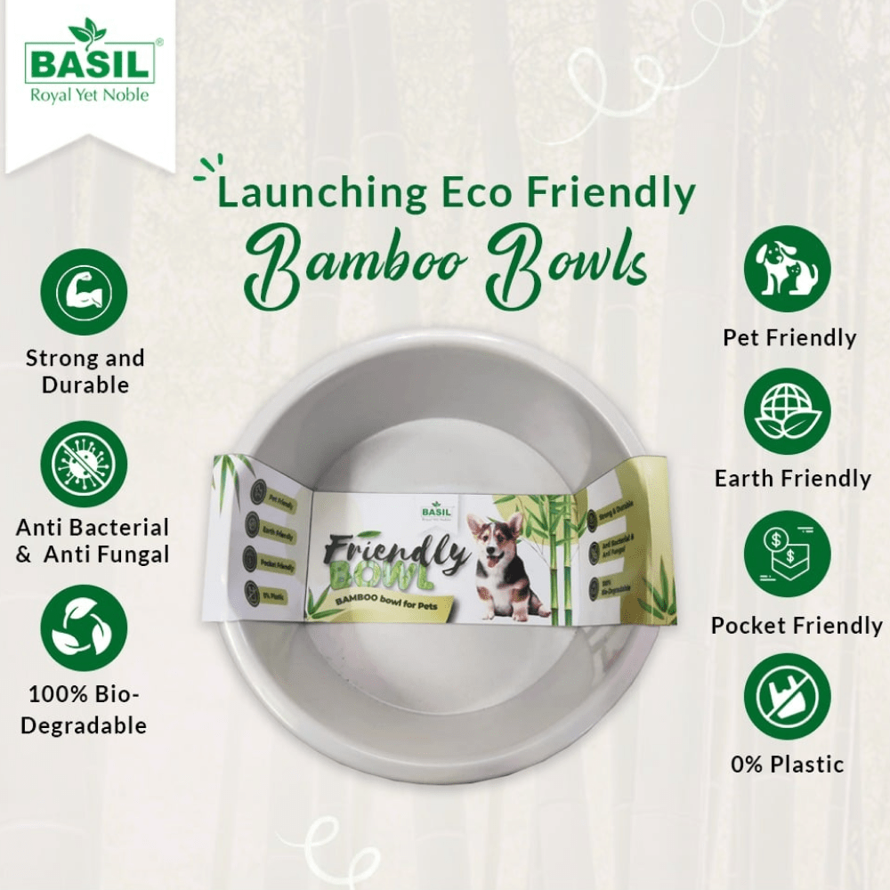 Basil Eco Friendly Bamboo Bowl for Dogs (Beige)