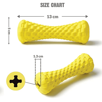 Goofy Tails Dumbbell Treat Dispensing Interactive Toys for Dogs | For Medium Chewers (Yellow)