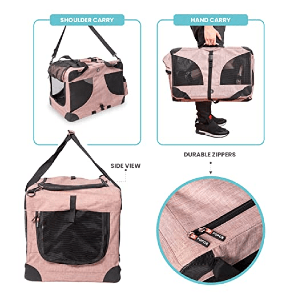 Fofos Comfort Premium Outdoor Carrier for Dogs and Cats (Light Pink)