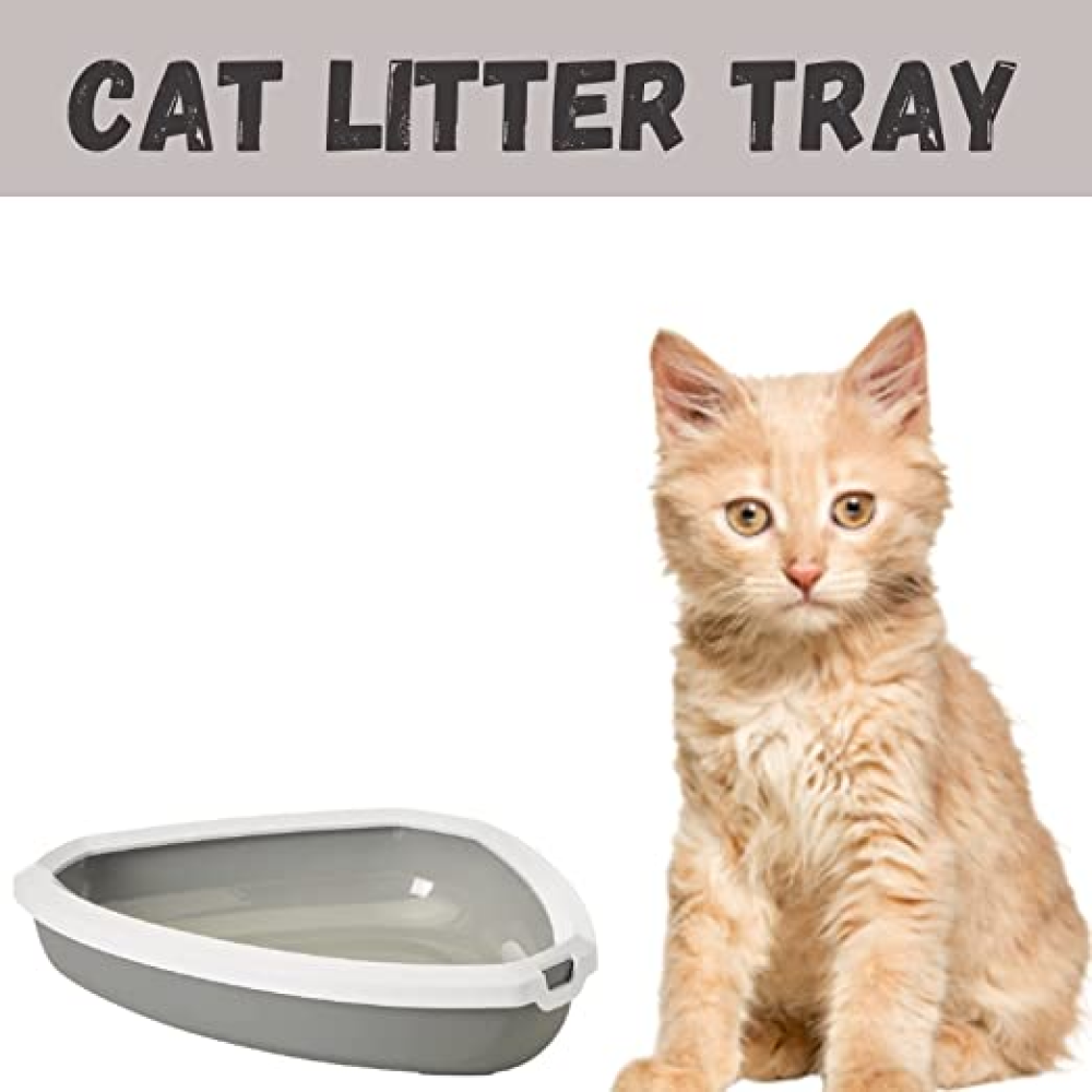 Savic Rincon Corner Litter Tray with Rim for Cats (Cold Grey,58cm)