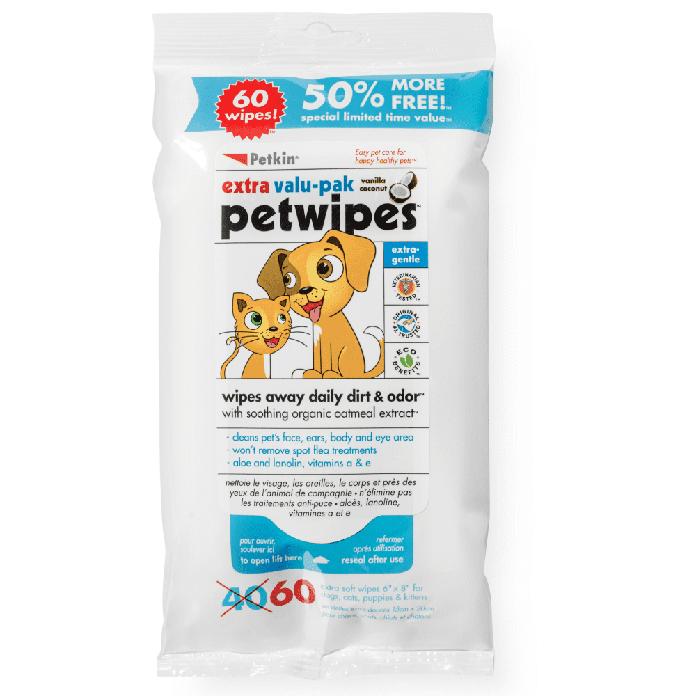 Petkin Petwipes for Dogs and Cats Both-Grooming Supplies Petkin 60 Wipes