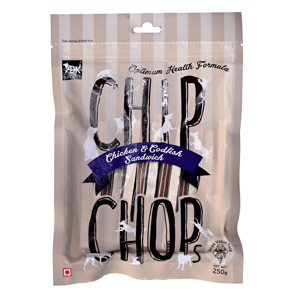 Chip Chops Diced Chicken, Chicken and Codfish Sandwich and Chicken Tenders Dog Treats Combo (Pack of 3)