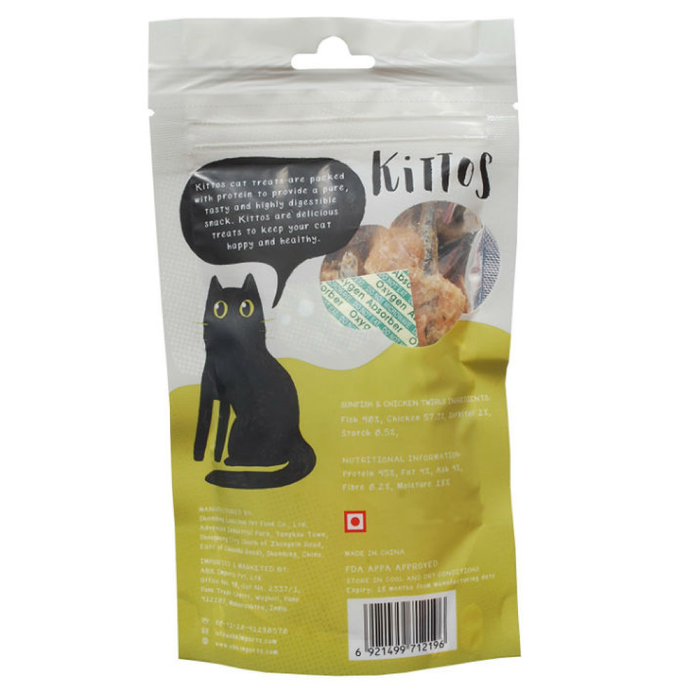 Kittos Purr Fect Sunfish Chicken and Twirls and Chicken Jerky Strips Cat Treats Combo