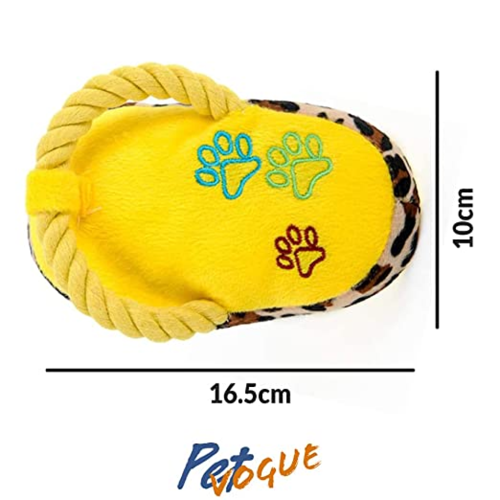 Pet Vogue Sandal Shaped Yellow Plush Toy for Dogs | For Soft Chewers