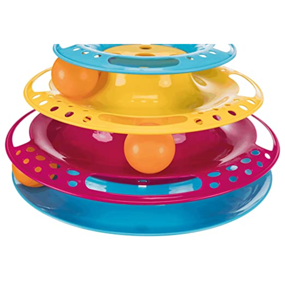 Trixie Circle Tower Catch the Balls Toy for Cats (Blue/Yellow/Pink) Cats-Toys Trixie