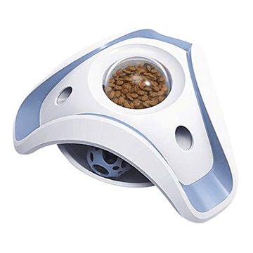 Pet Vogue Slow Feeder Toy with Bell for Cats (Blue/White)