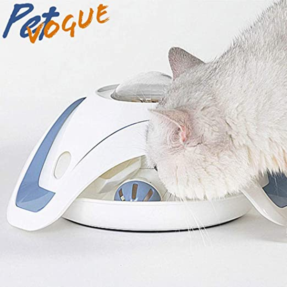 Pet Vogue Slow Feeder Toy with Bell for Cats (Blue/White)