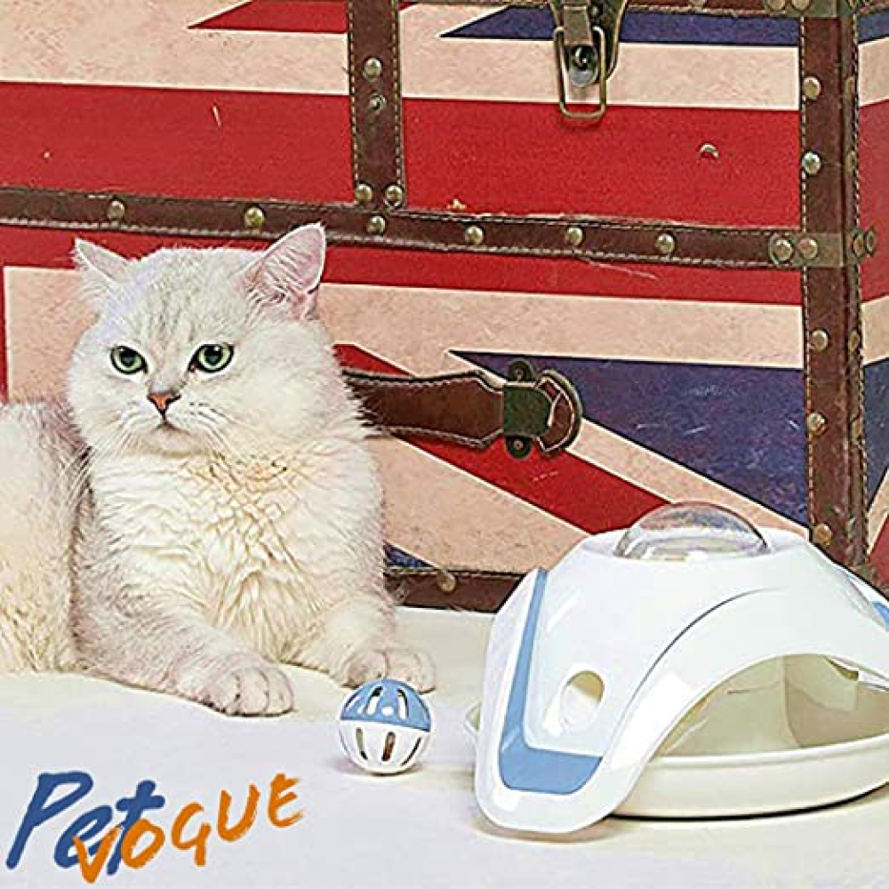 Pet Vogue Slow Feeder Toy with Bell for Cats (Blue/White)