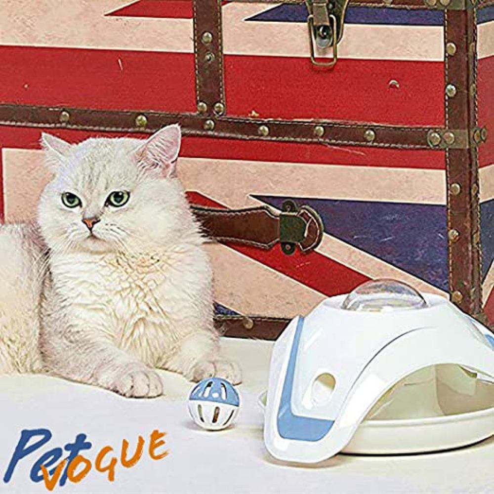 Pet Vogue Slow Feeder Toy with Bell for Cats (Blue/White) Cats-Bowls & Feeders Pet Vogue
