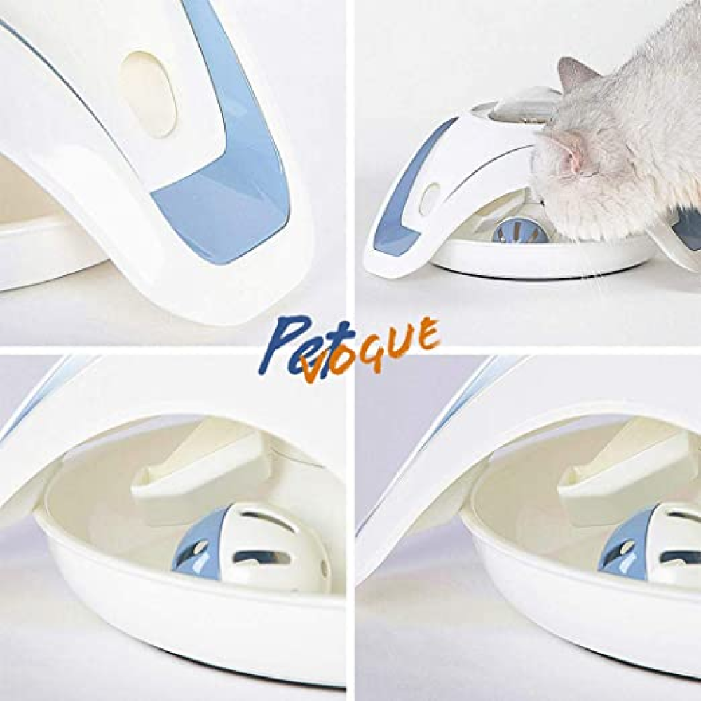 Pet Vogue Slow Feeder Toy with Bell for Cats (Blue/White) Cats-Bowls & Feeders Pet Vogue
