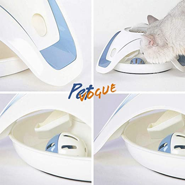 Pet Vogue Slow Feeder Toy with Bell for Cats (Blue/White)