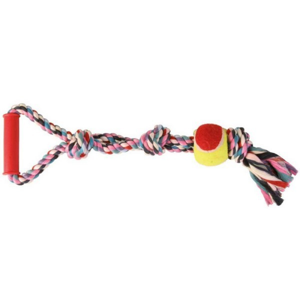 Trixie Playing Rope with Tennis Ball Toy for Dogs (Multicolor)